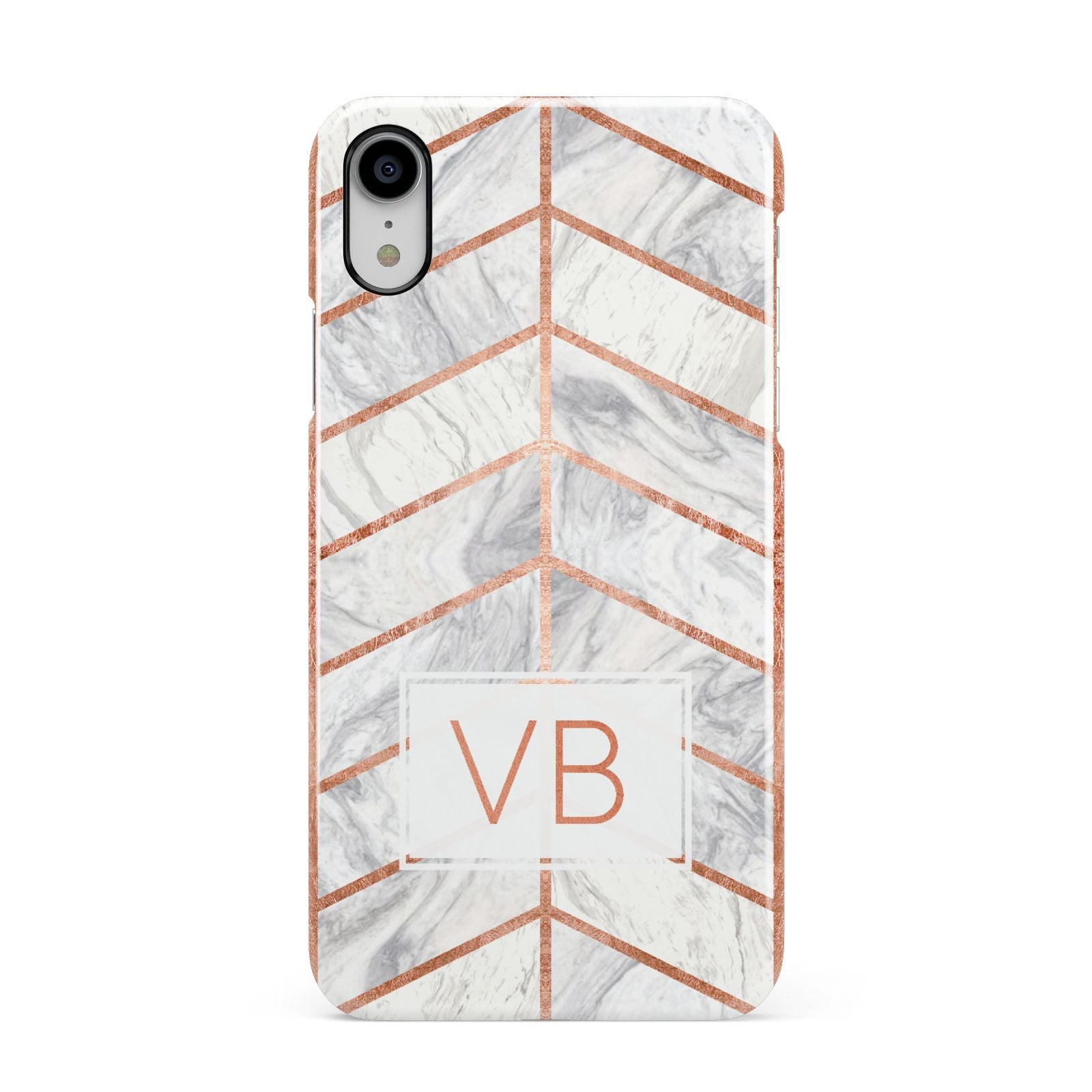 Personalised Marble Initials Shapes Apple iPhone XR White 3D Snap Case