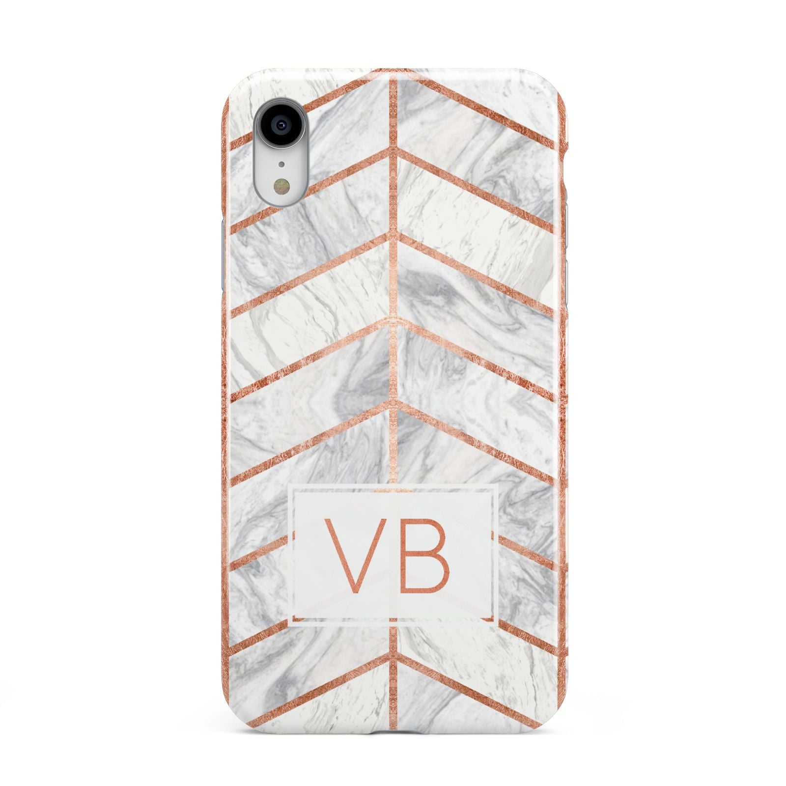 Personalised Marble Initials Shapes Apple iPhone XR White 3D Tough Case