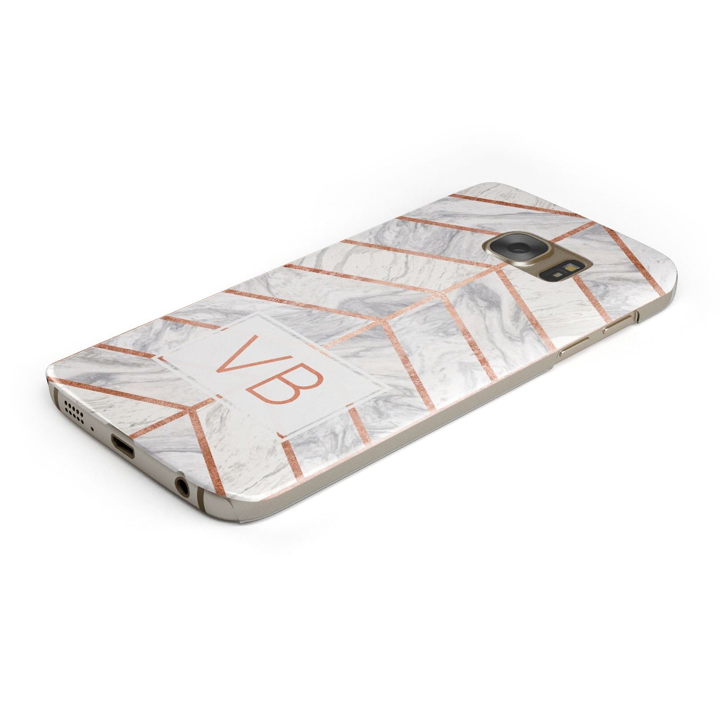 Personalised Marble Initials Shapes Protective Samsung Galaxy Case Angled Image