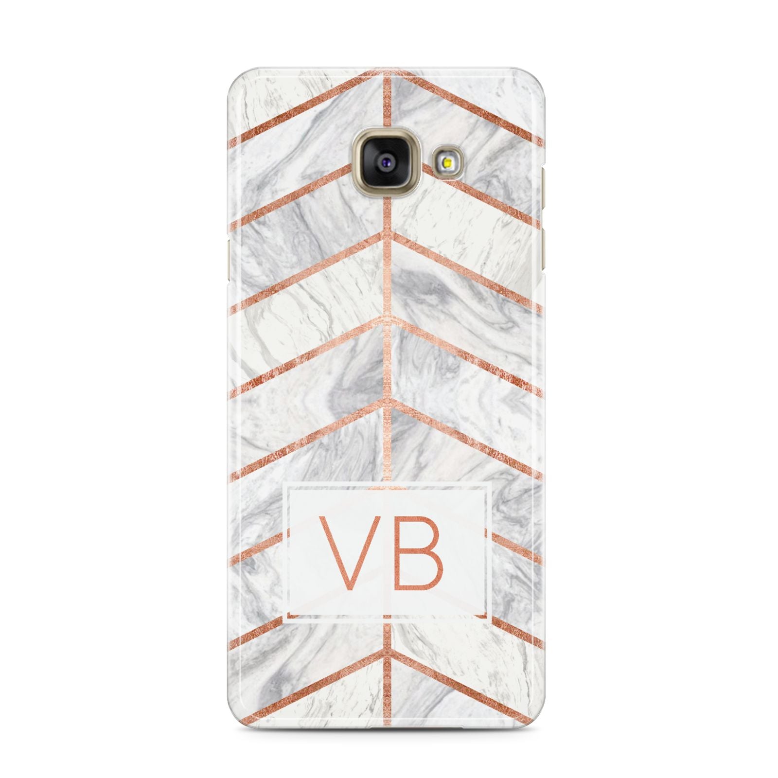Personalised Marble Initials Shapes Samsung Galaxy A3 2016 Case on gold phone