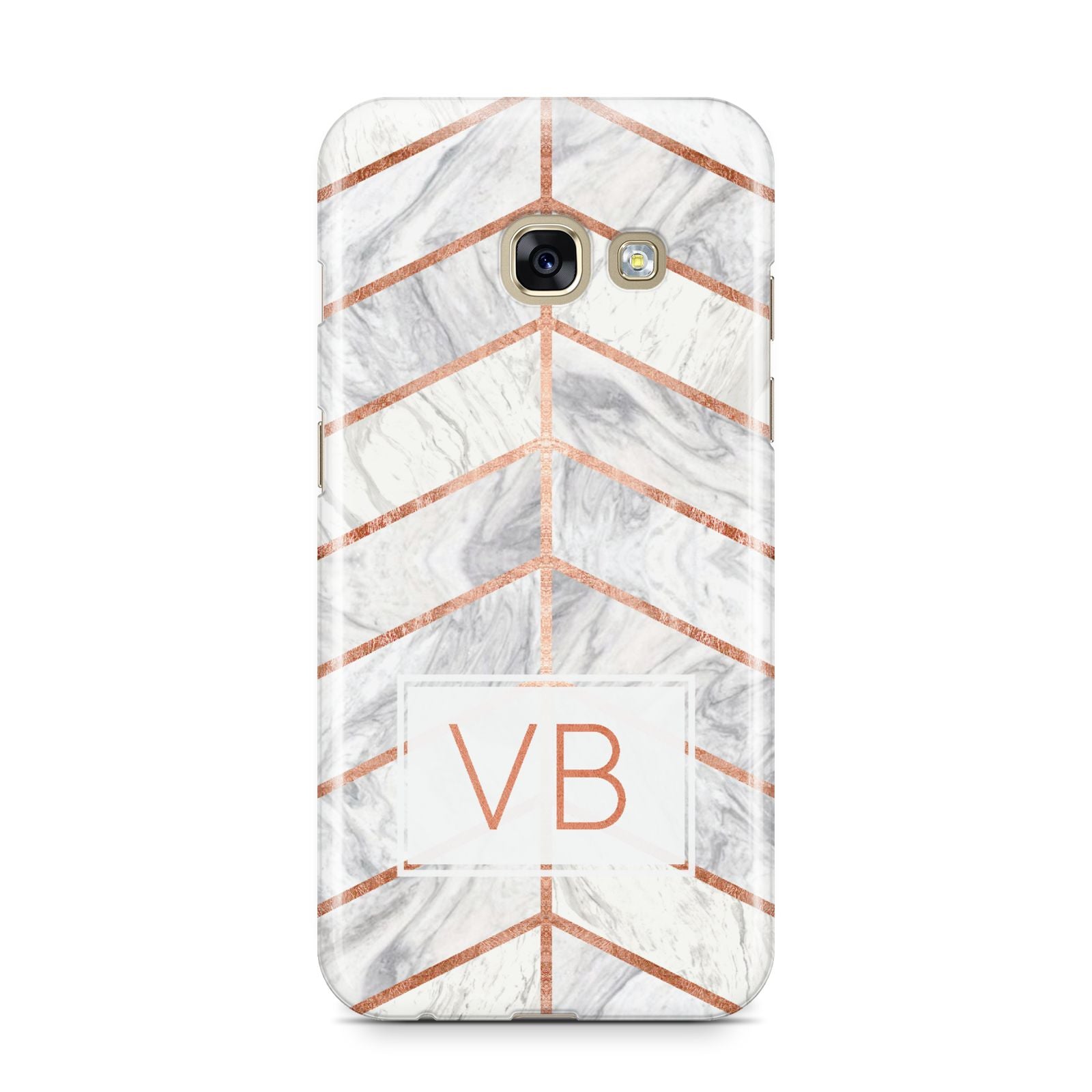 Personalised Marble Initials Shapes Samsung Galaxy A3 2017 Case on gold phone