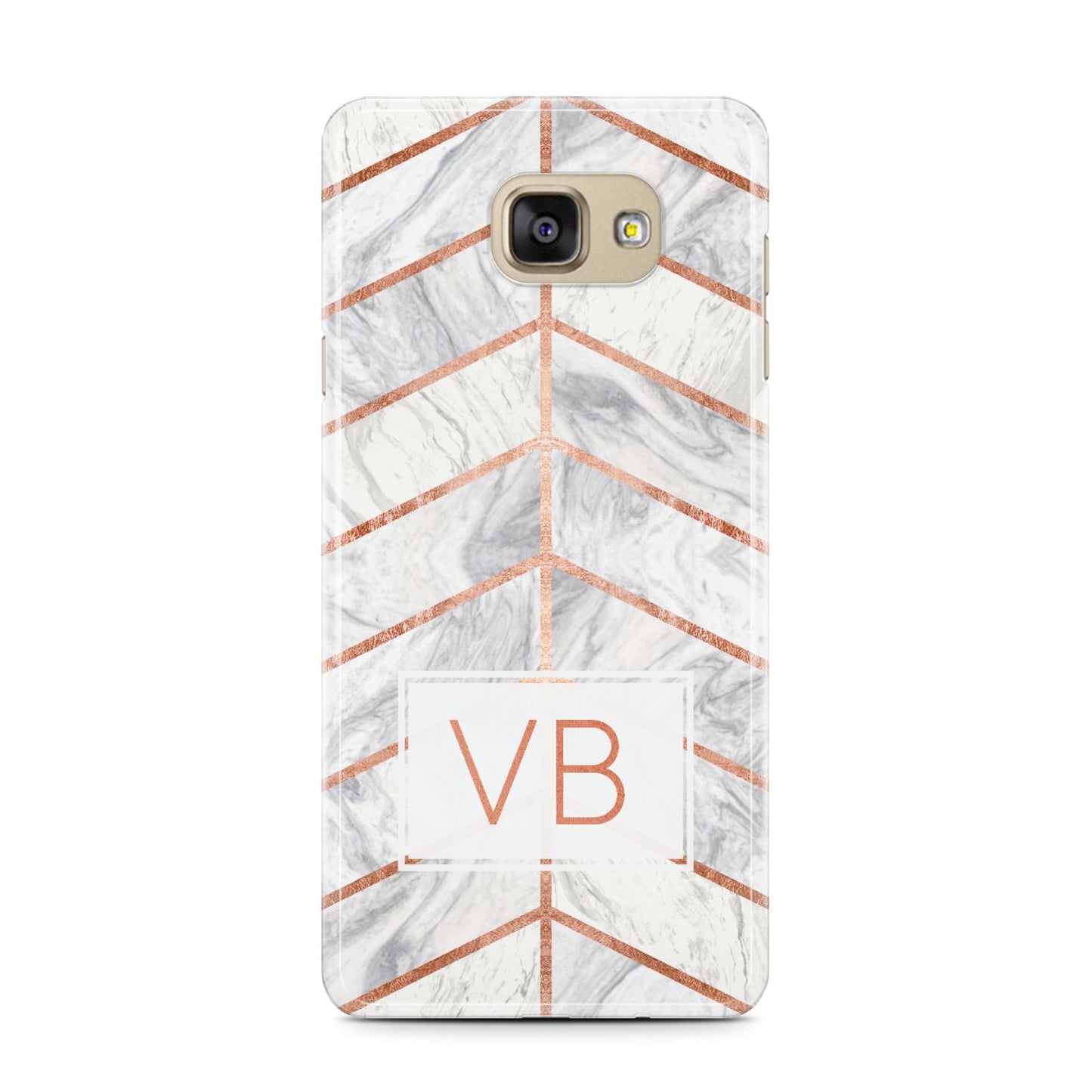 Personalised Marble Initials Shapes Samsung Galaxy A7 2016 Case on gold phone