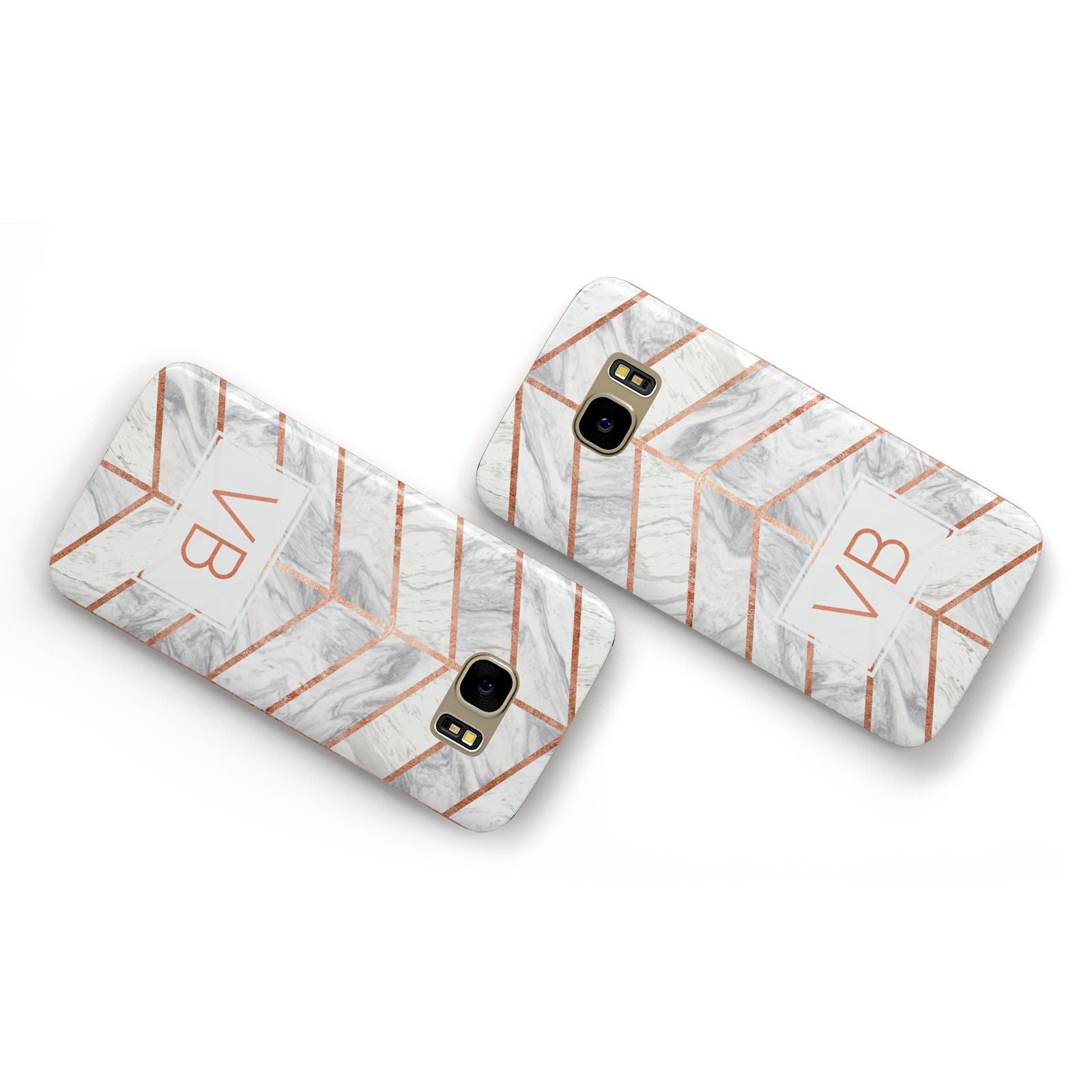 Personalised Marble Initials Shapes Samsung Galaxy Case Flat Overview