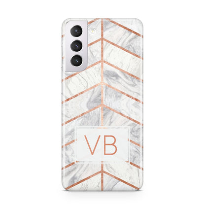 Personalised Marble Initials Shapes Samsung S21 Case