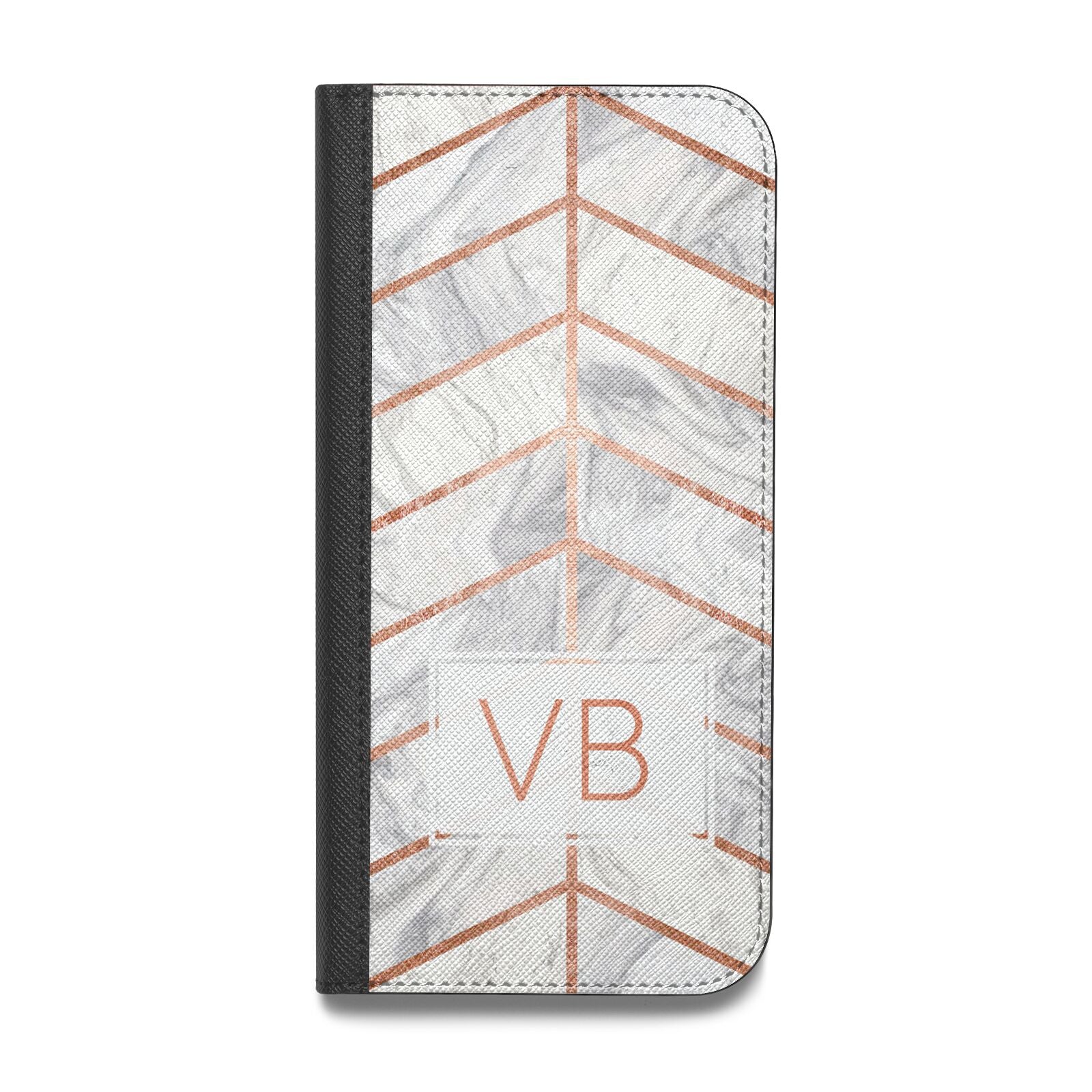 Personalised Marble Initials Shapes Vegan Leather Flip iPhone Case