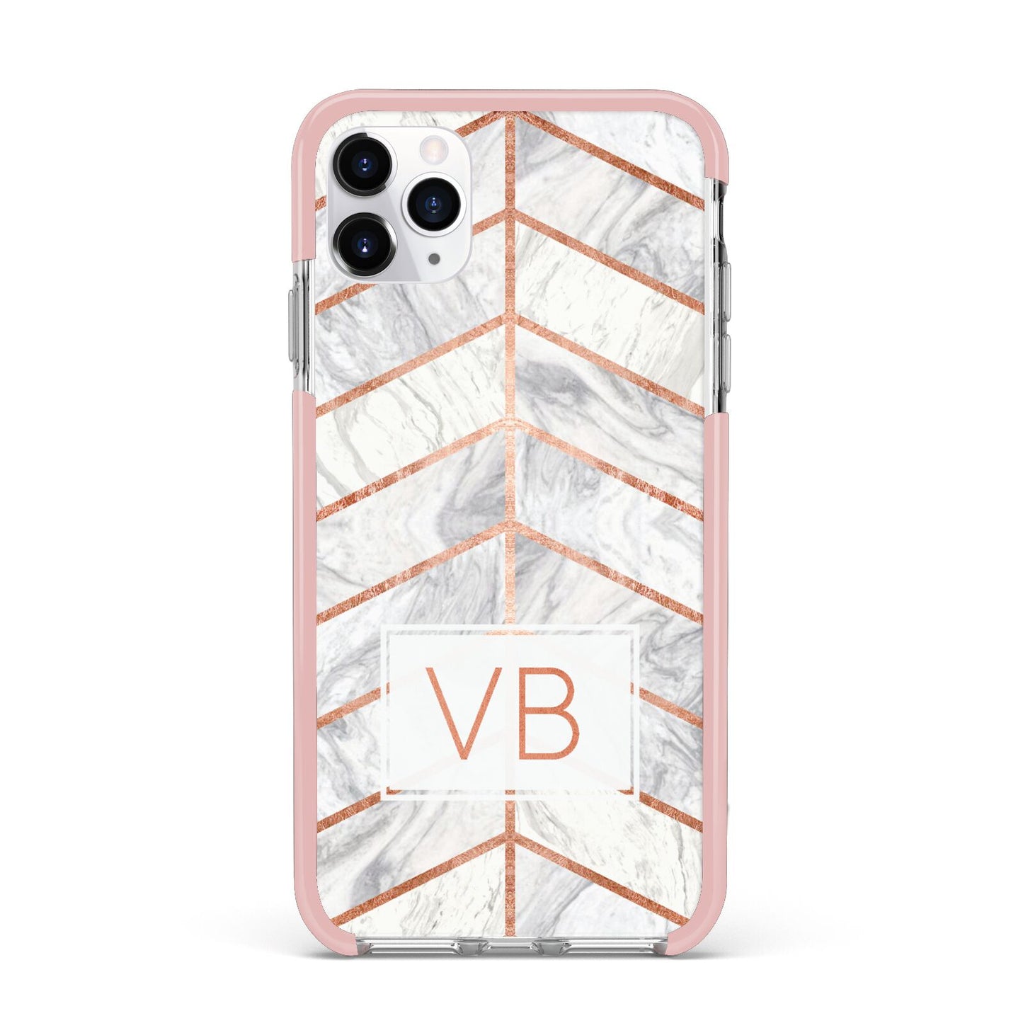 Personalised Marble Initials Shapes iPhone 11 Pro Max Impact Pink Edge Case