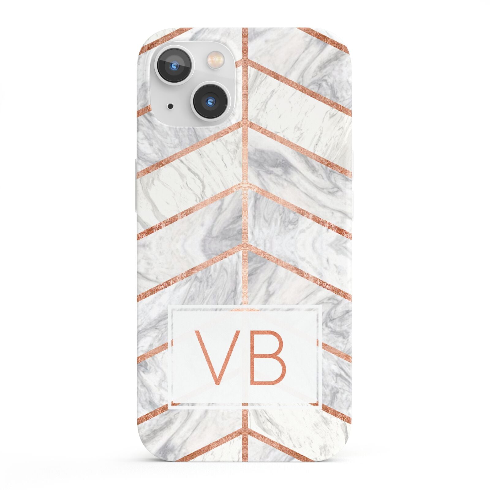 Personalised Marble Initials Shapes iPhone 13 Full Wrap 3D Snap Case