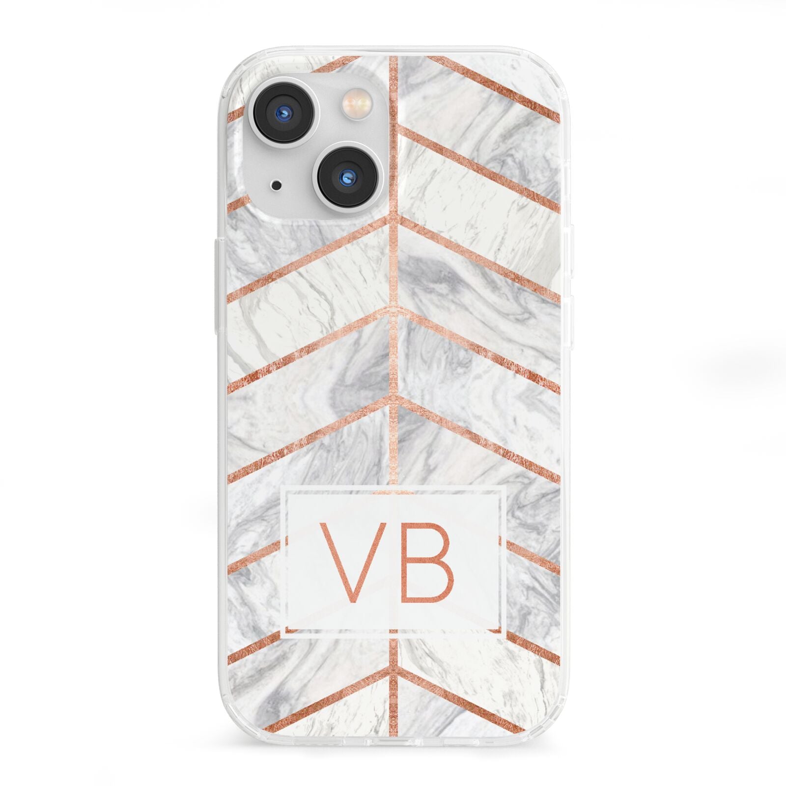 Personalised Marble Initials Shapes iPhone 13 Mini Clear Bumper Case