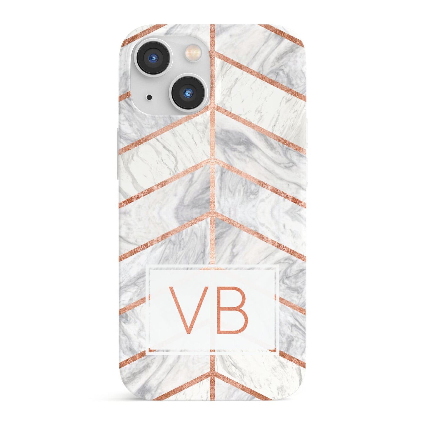 Personalised Marble Initials Shapes iPhone 13 Mini Full Wrap 3D Snap Case