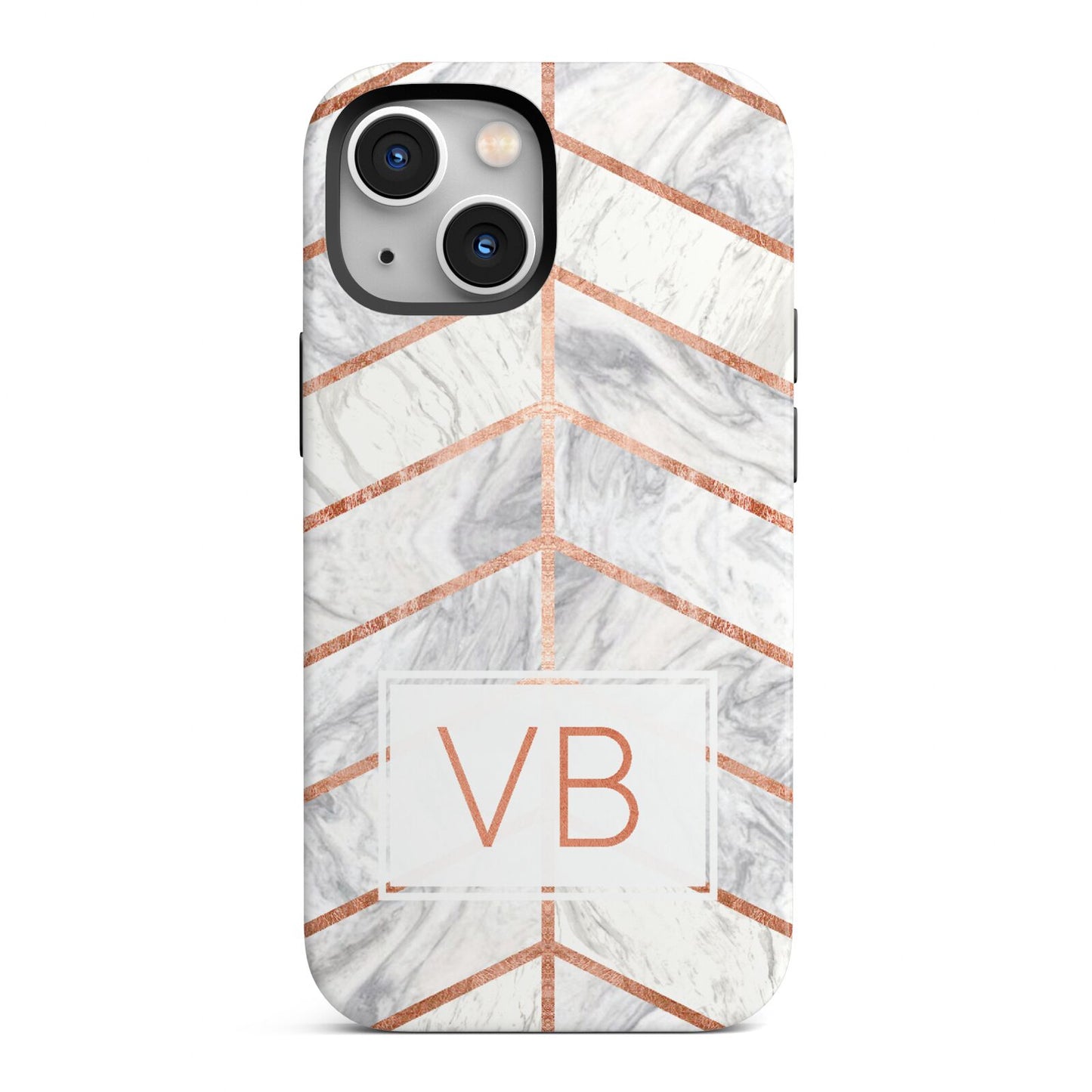 Personalised Marble Initials Shapes iPhone 13 Mini Full Wrap 3D Tough Case