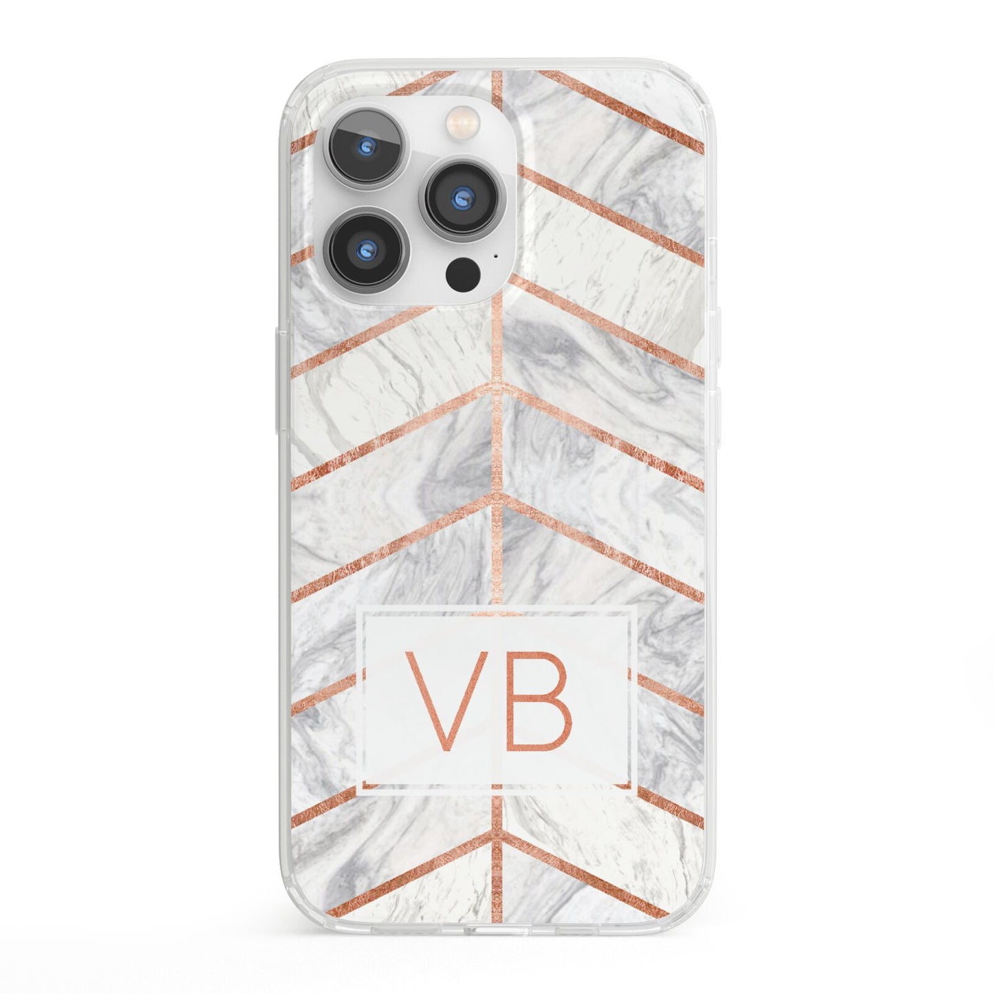 Personalised Marble Initials Shapes iPhone 13 Pro Clear Bumper Case