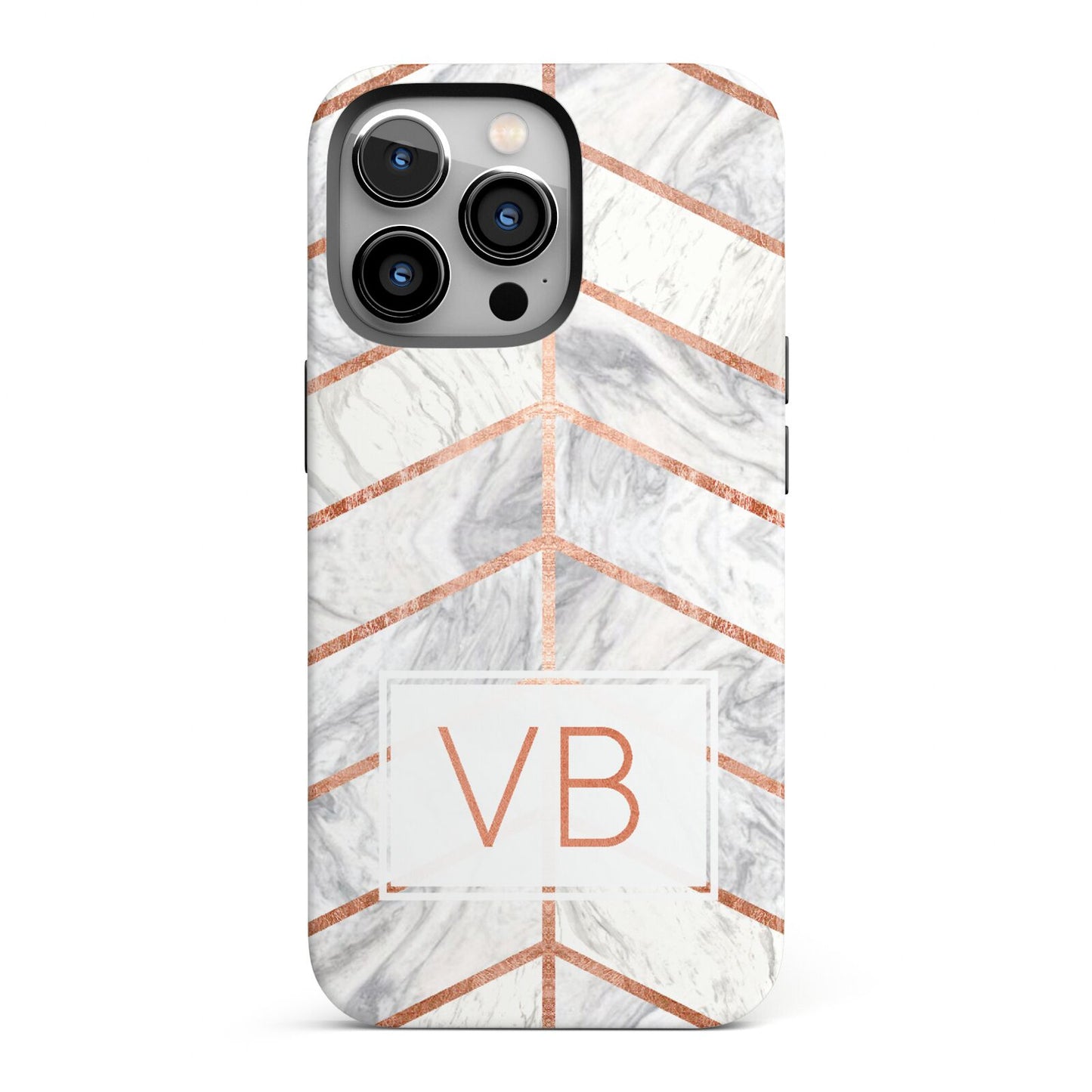 Personalised Marble Initials Shapes iPhone 13 Pro Full Wrap 3D Tough Case