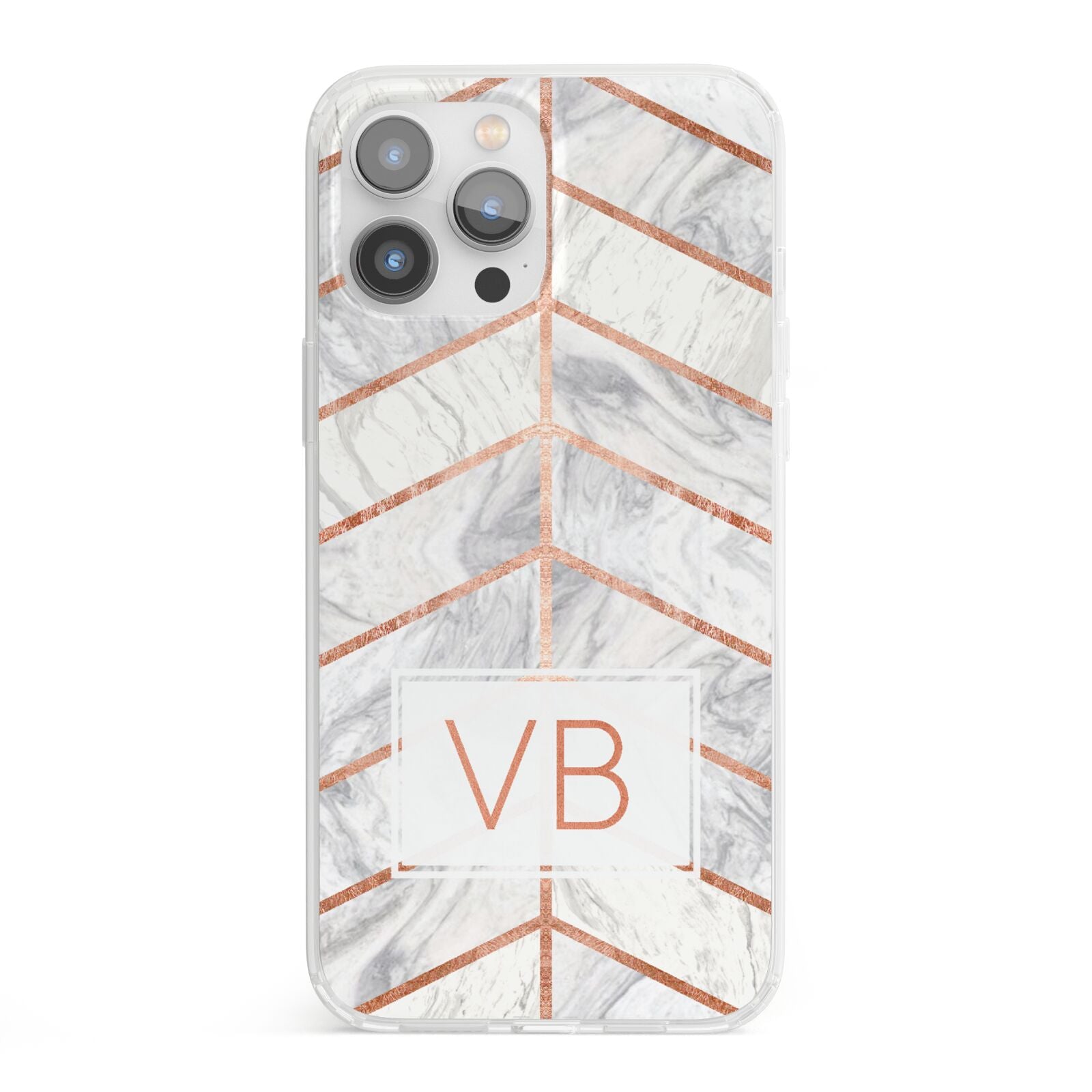 Personalised Marble Initials Shapes iPhone 13 Pro Max Clear Bumper Case