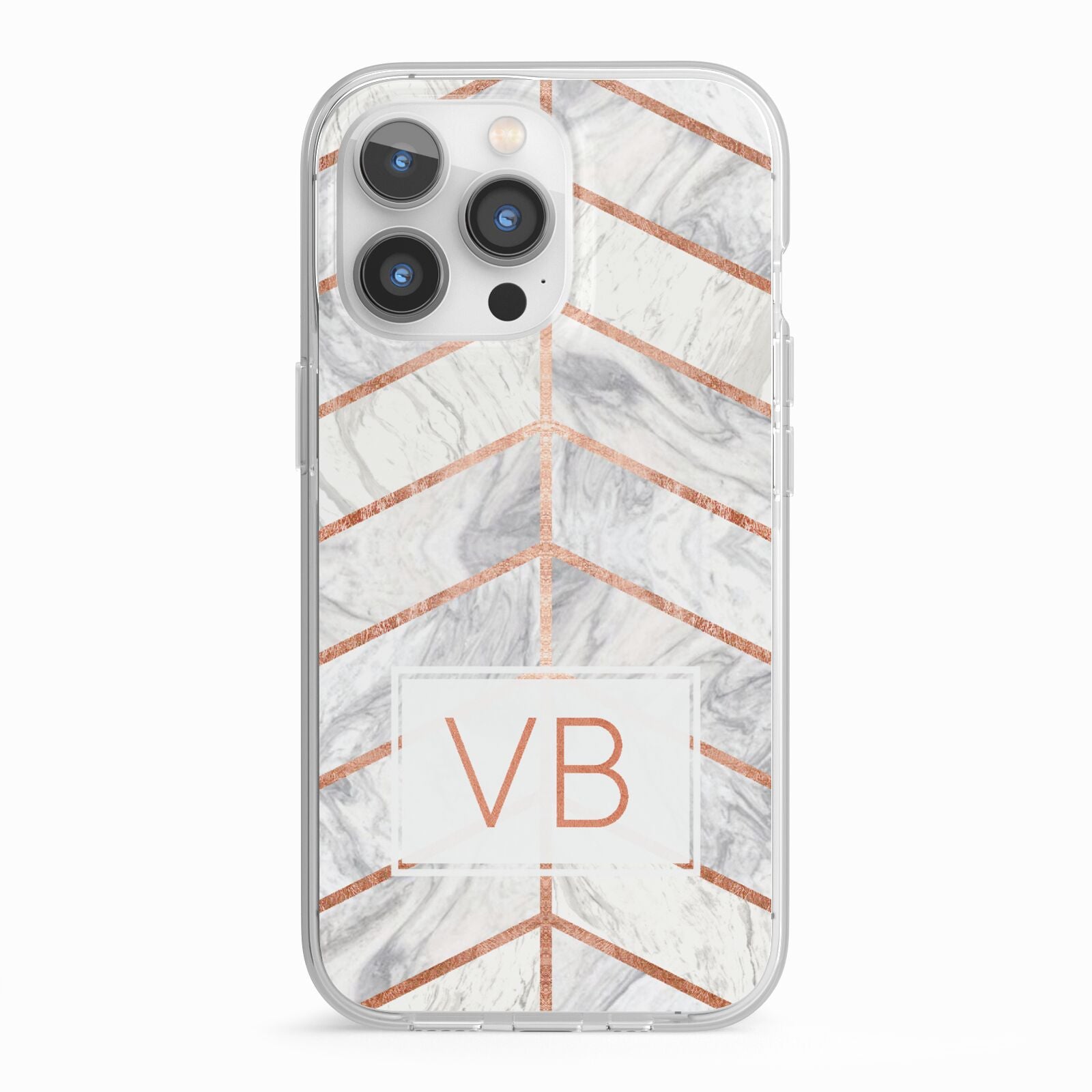 Personalised Marble Initials Shapes iPhone 13 Pro TPU Impact Case with White Edges