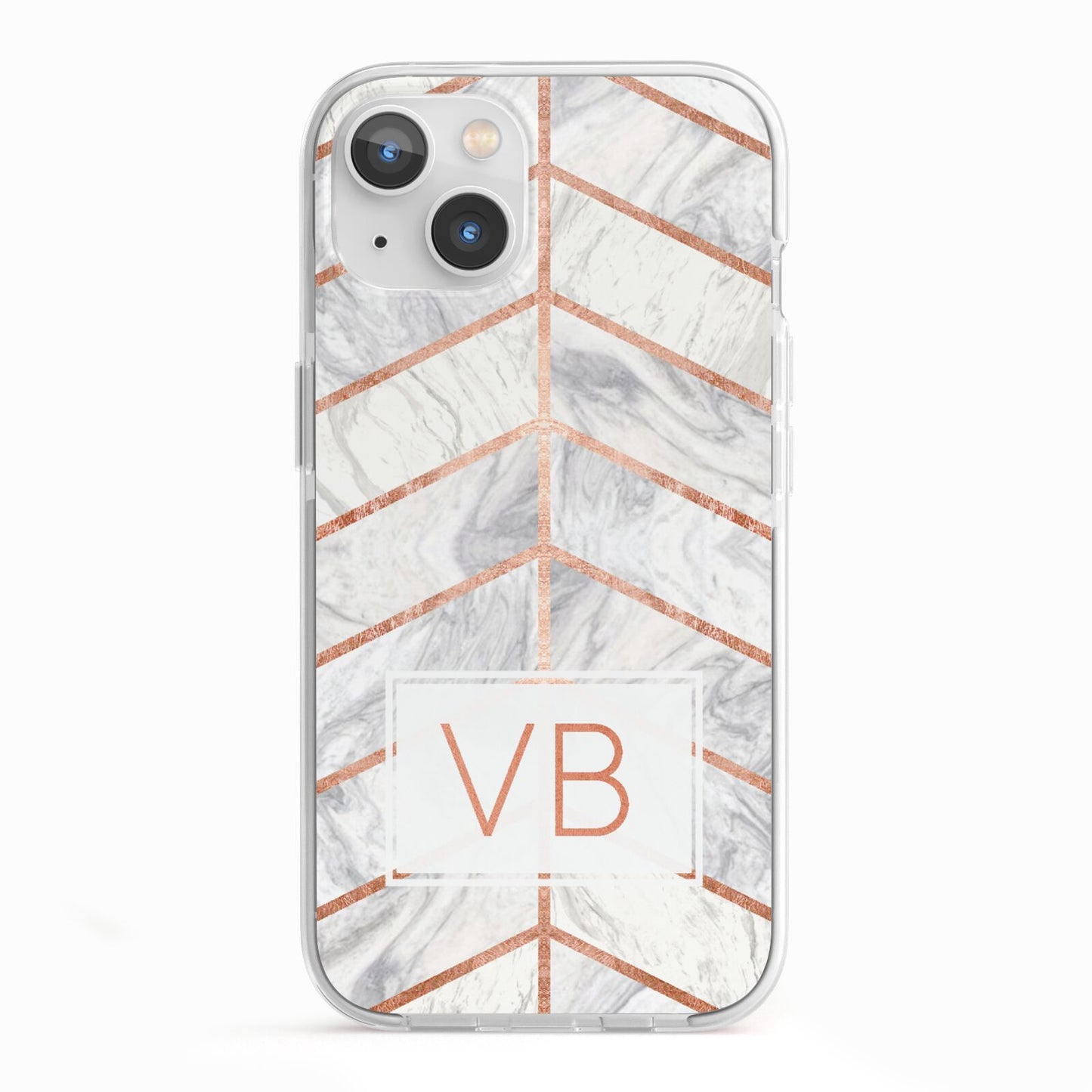 Personalised Marble Initials Shapes iPhone 13 TPU Impact Case with White Edges