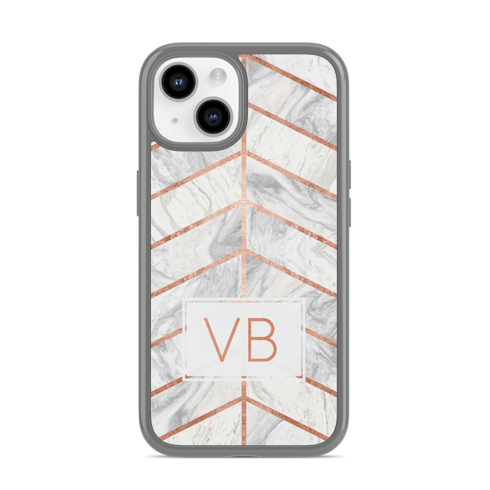 Personalised Marble Initials Shapes iPhone 14 Clear Tough Case Starlight