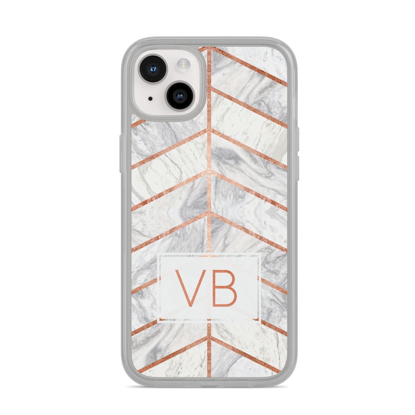 Personalised Marble Initials Shapes iPhone 14 Plus Clear Tough Case Starlight