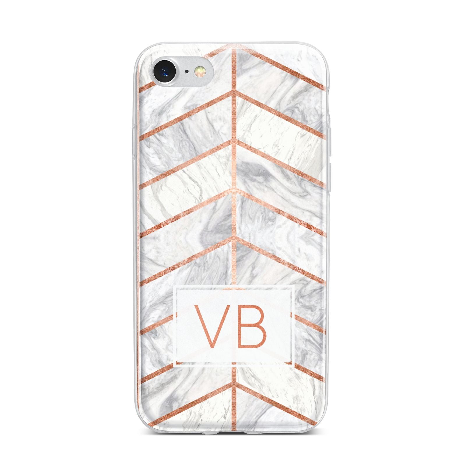 Personalised Marble Initials Shapes iPhone 7 Bumper Case on Silver iPhone