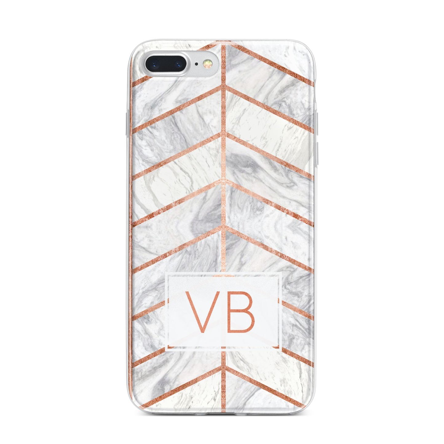 Personalised Marble Initials Shapes iPhone 7 Plus Bumper Case on Silver iPhone
