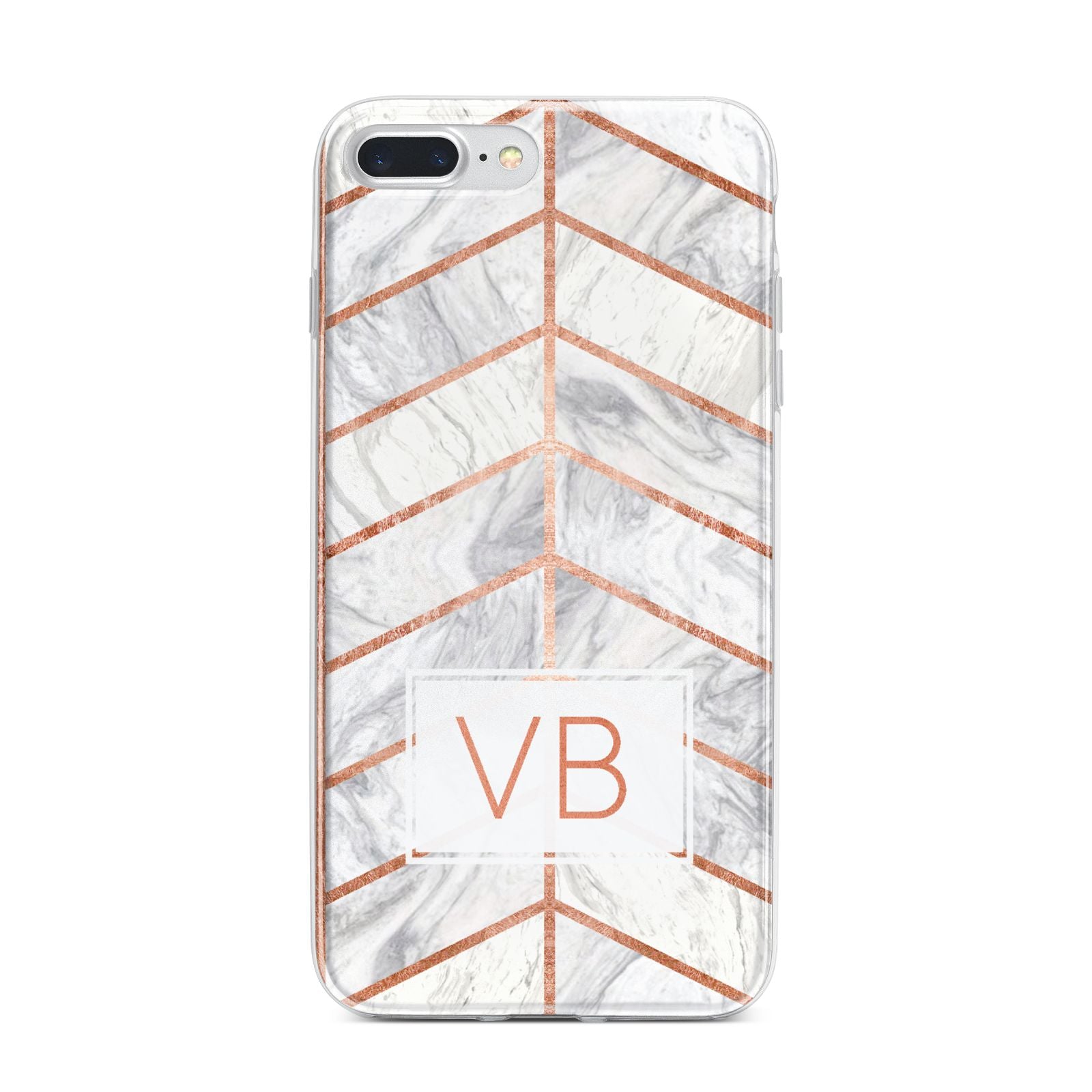 Personalised Marble Initials Shapes iPhone 7 Plus Bumper Case on Silver iPhone