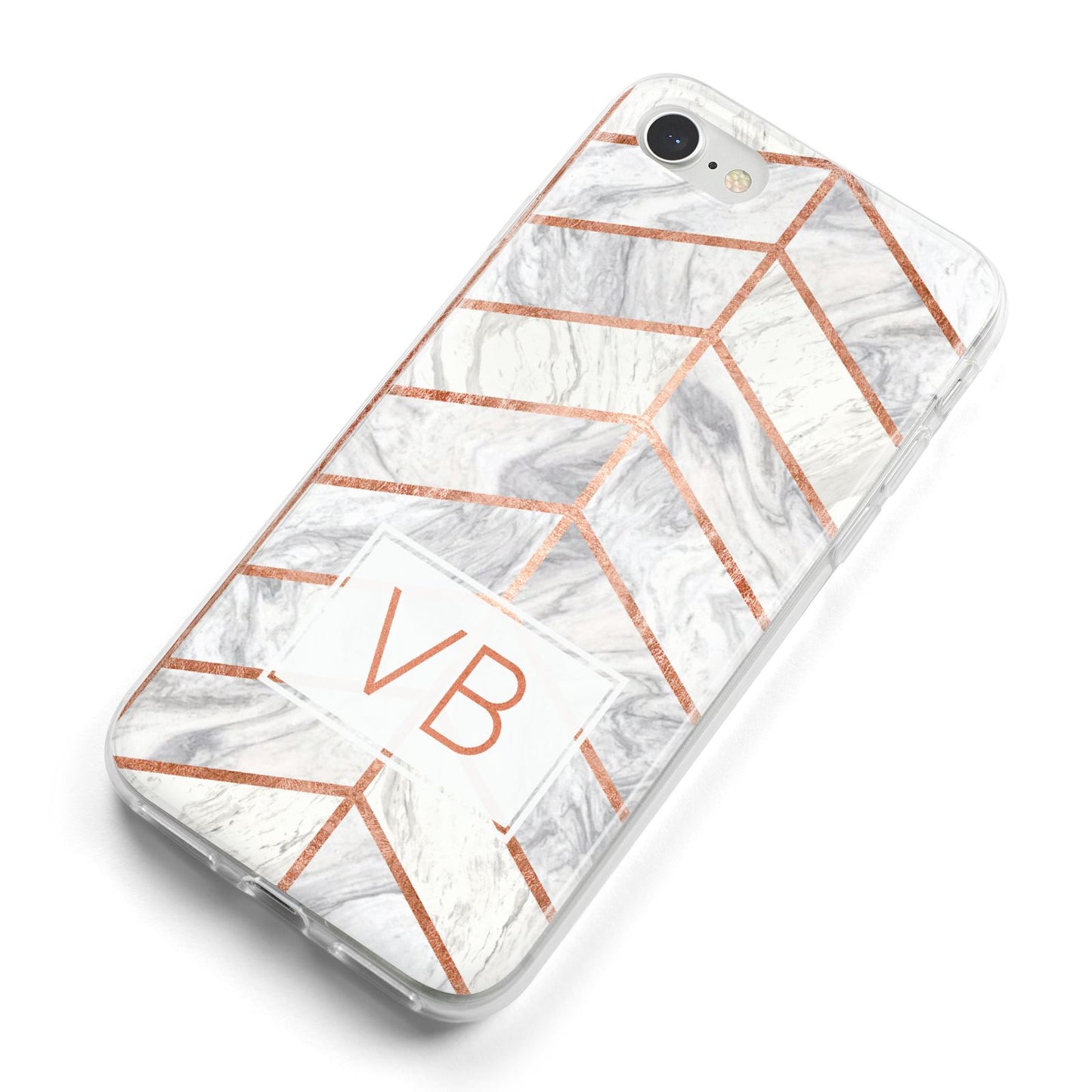 Personalised Marble Initials Shapes iPhone 8 Bumper Case on Silver iPhone Alternative Image