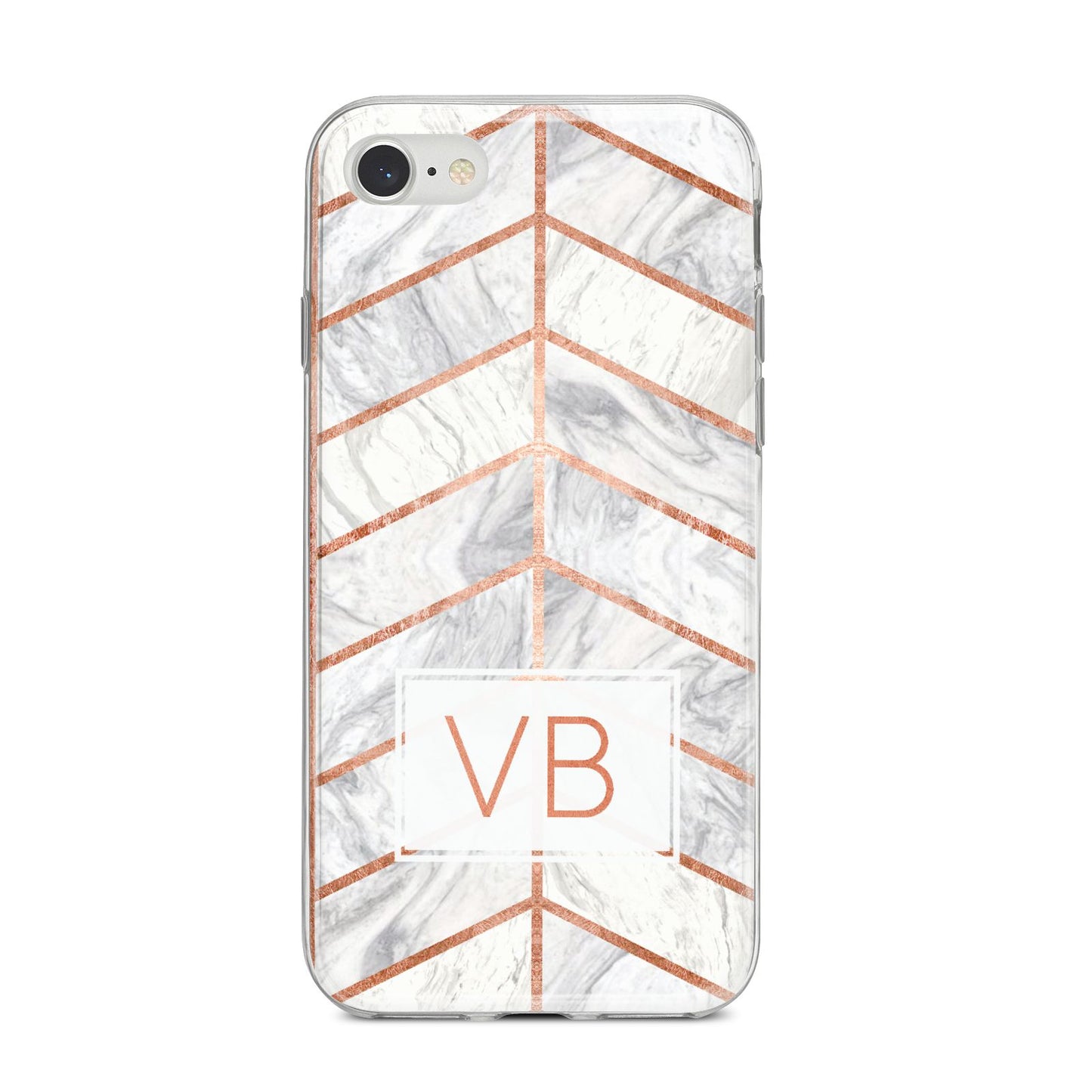 Personalised Marble Initials Shapes iPhone 8 Bumper Case on Silver iPhone