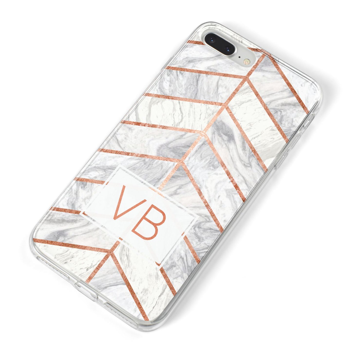 Personalised Marble Initials Shapes iPhone 8 Plus Bumper Case on Silver iPhone Alternative Image