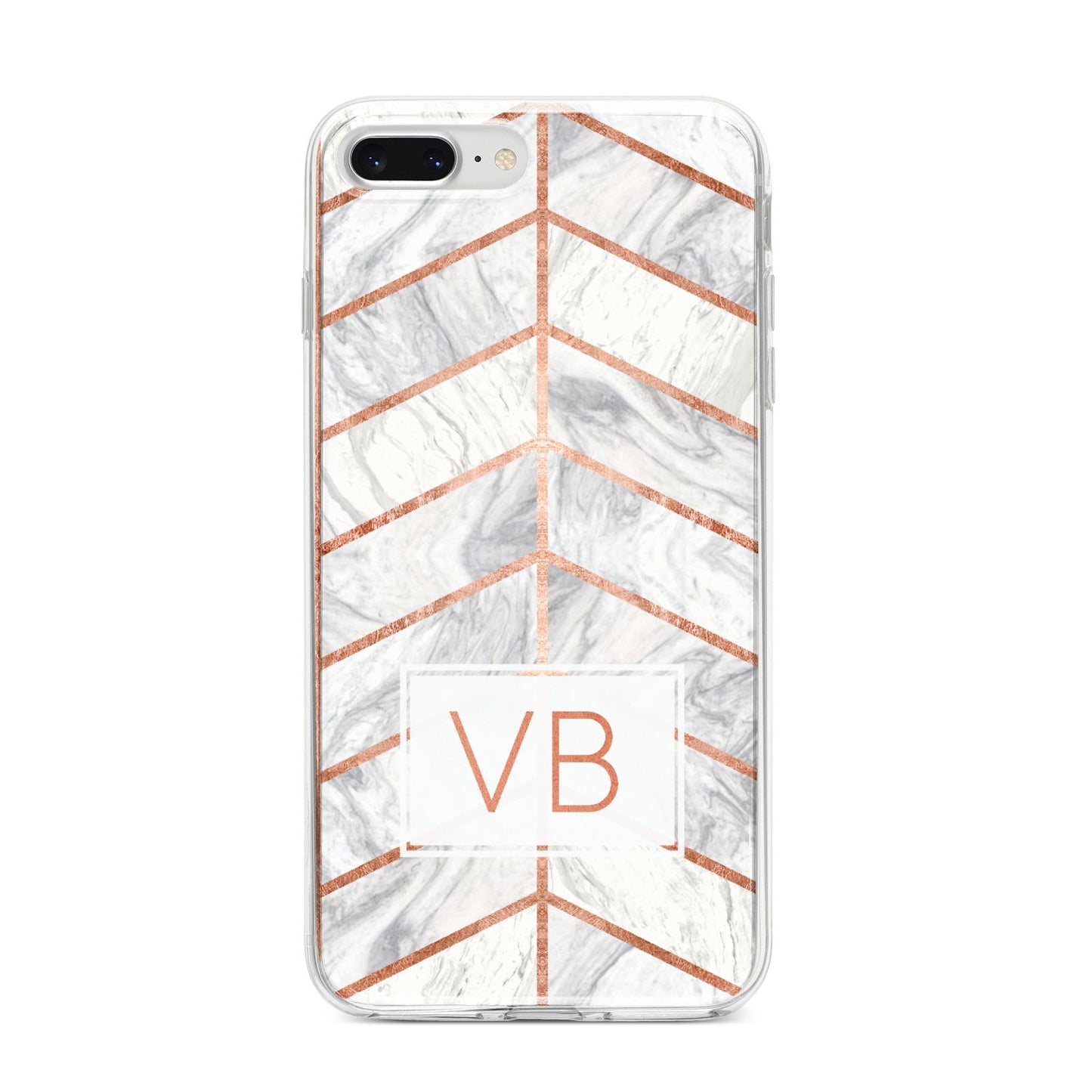 Personalised Marble Initials Shapes iPhone 8 Plus Bumper Case on Silver iPhone
