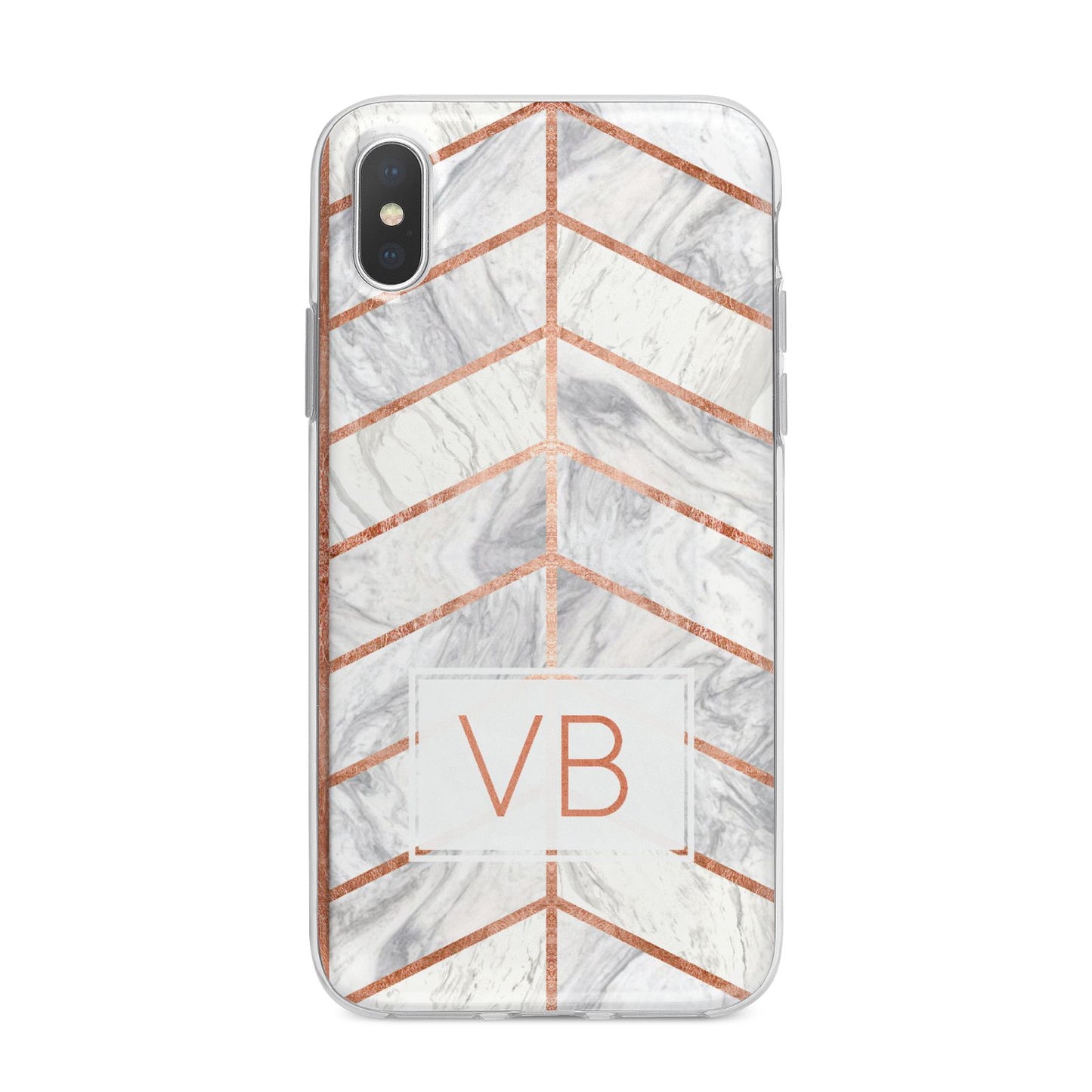 Personalised Marble Initials Shapes iPhone X Bumper Case on Silver iPhone Alternative Image 1