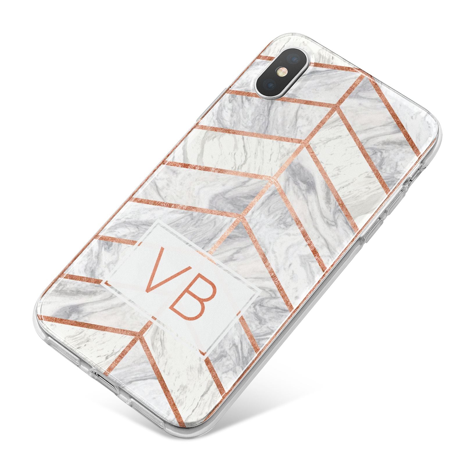 Personalised Marble Initials Shapes iPhone X Bumper Case on Silver iPhone