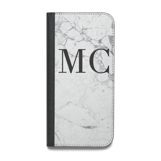 Personalised Marble Initials Vegan Leather Flip iPhone Case