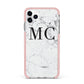 Personalised Marble Initials iPhone 11 Pro Max Impact Pink Edge Case