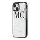 Personalised Marble Initials iPhone 13 Black Impact Case Side Angle on Silver phone