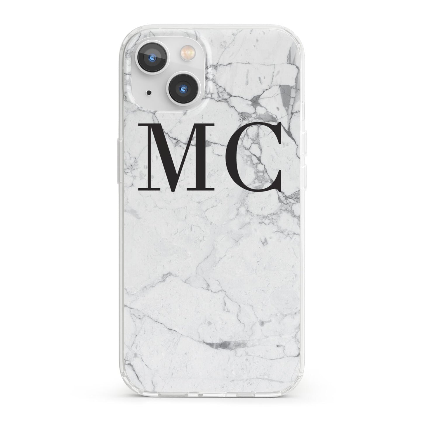 Personalised Marble Initials iPhone 13 Clear Bumper Case