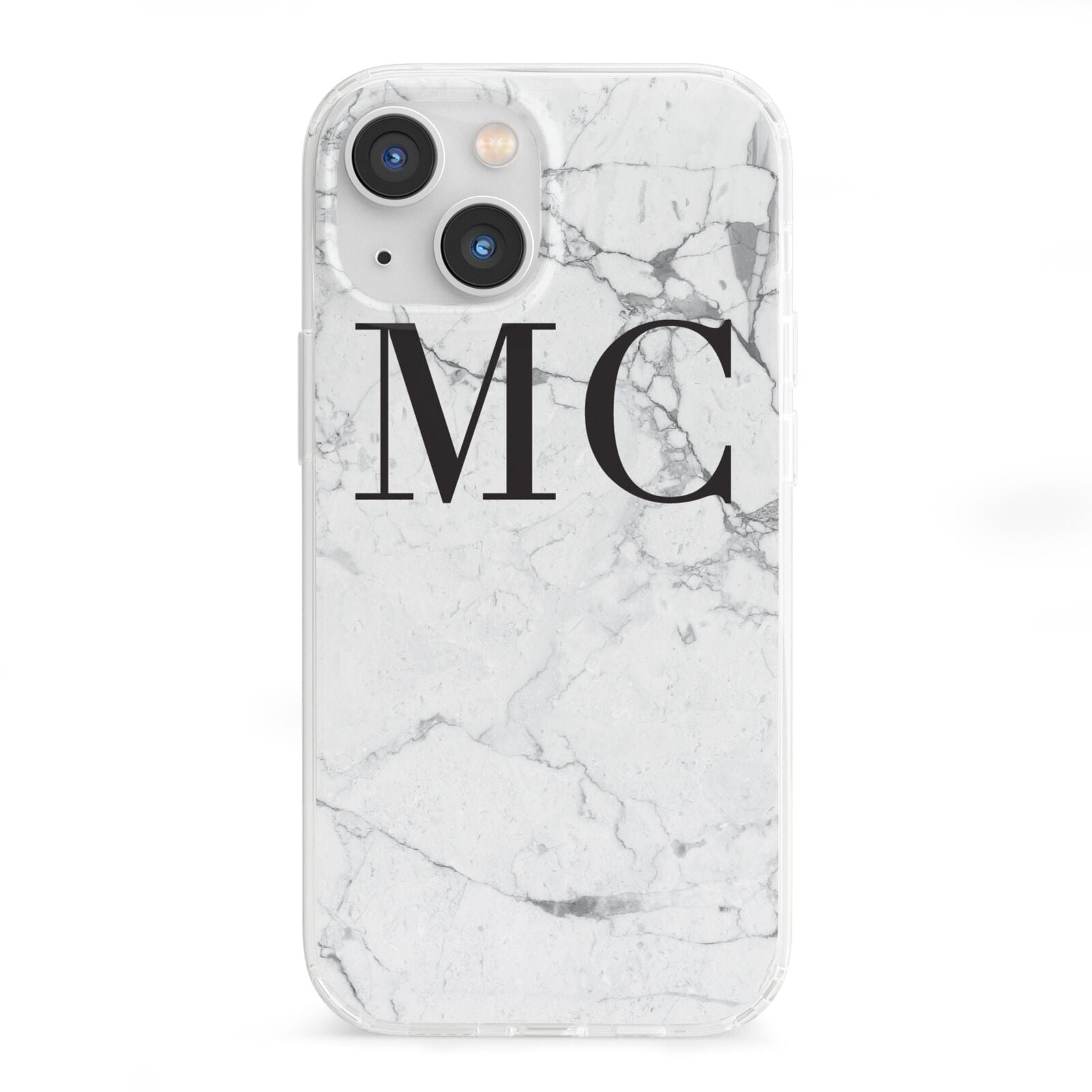 Personalised Marble Initials iPhone 13 Mini Clear Bumper Case