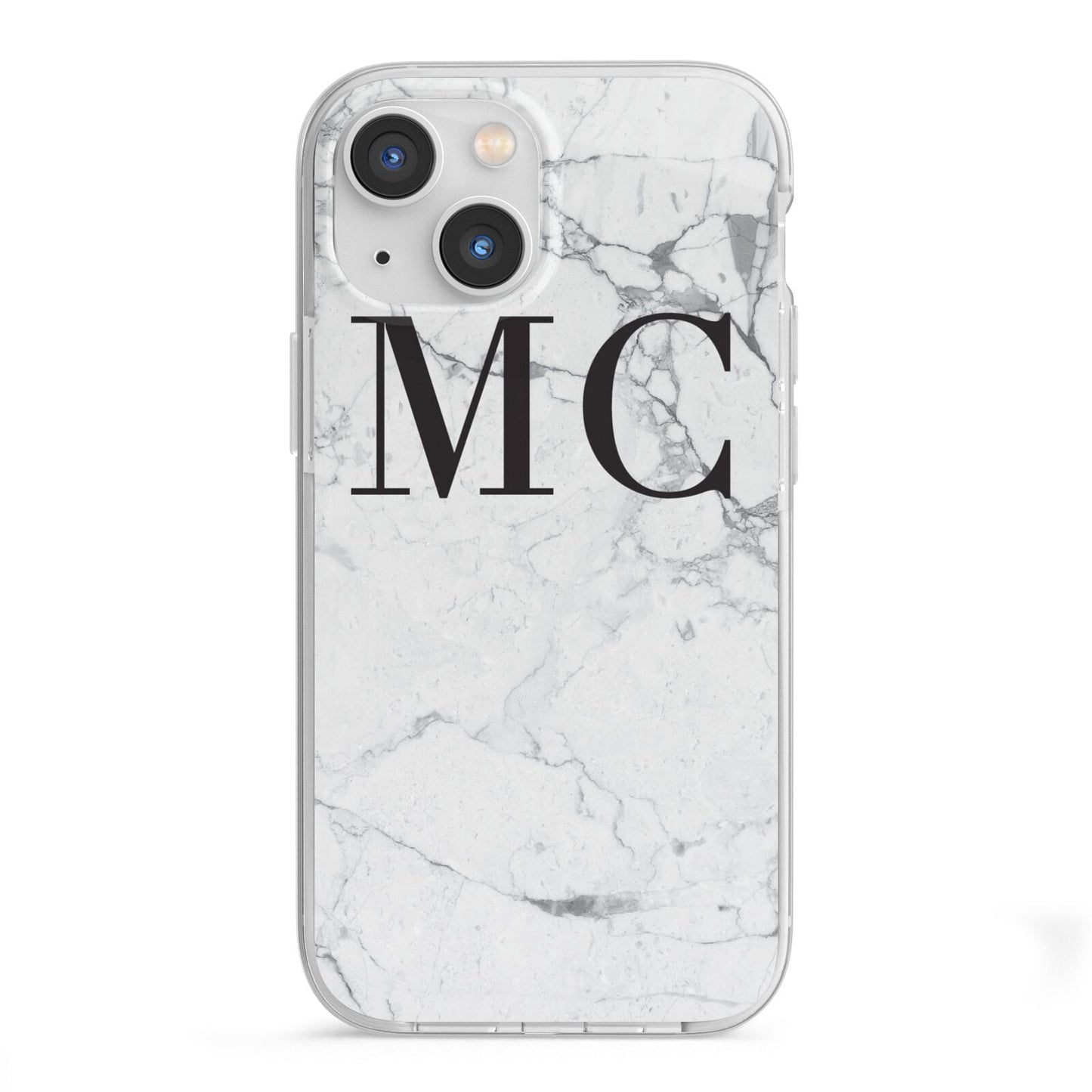 Personalised Marble Initials iPhone 13 Mini TPU Impact Case with White Edges
