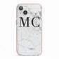Personalised Marble Initials iPhone 13 TPU Impact Case with Pink Edges