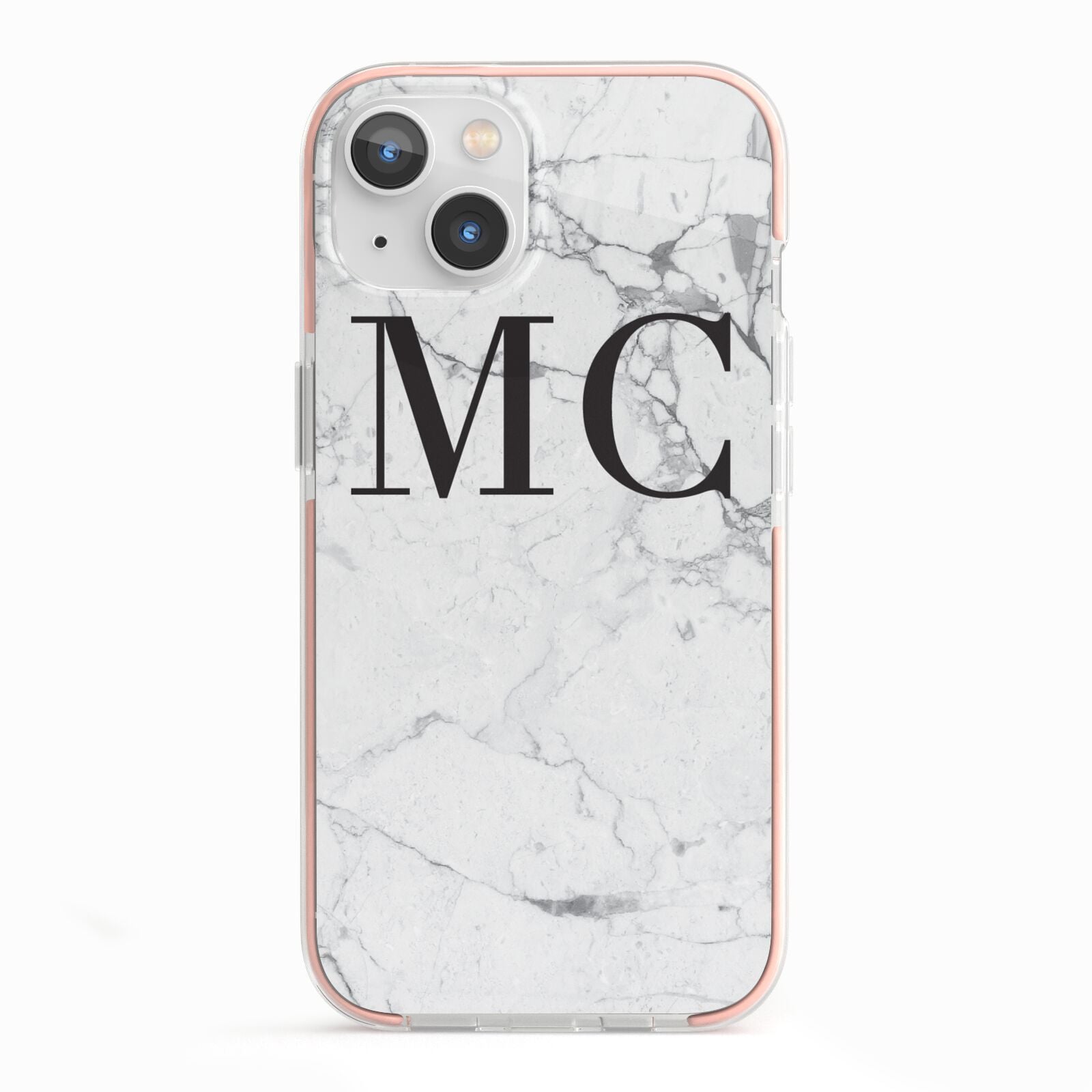 Personalised Initials Hard Phone Case For Apple iPhone SE (2020) (2nd Gen),  Black Marble Print with Custom White Monogram & Diamond Polka Dot, Marble