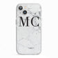 Personalised Marble Initials iPhone 13 TPU Impact Case with White Edges