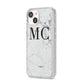 Personalised Marble Initials iPhone 14 Glitter Tough Case Starlight Angled Image