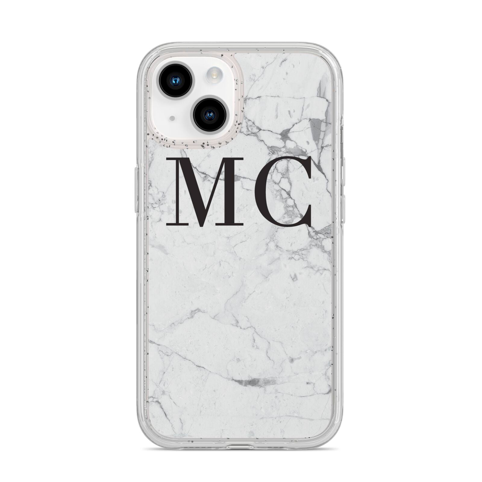 Personalised Marble Initials iPhone 14 Glitter Tough Case Starlight