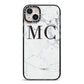 Personalised Marble Initials iPhone 14 Plus Black Impact Case on Silver phone