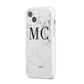 Personalised Marble Initials iPhone 14 Plus Clear Tough Case Starlight Angled Image