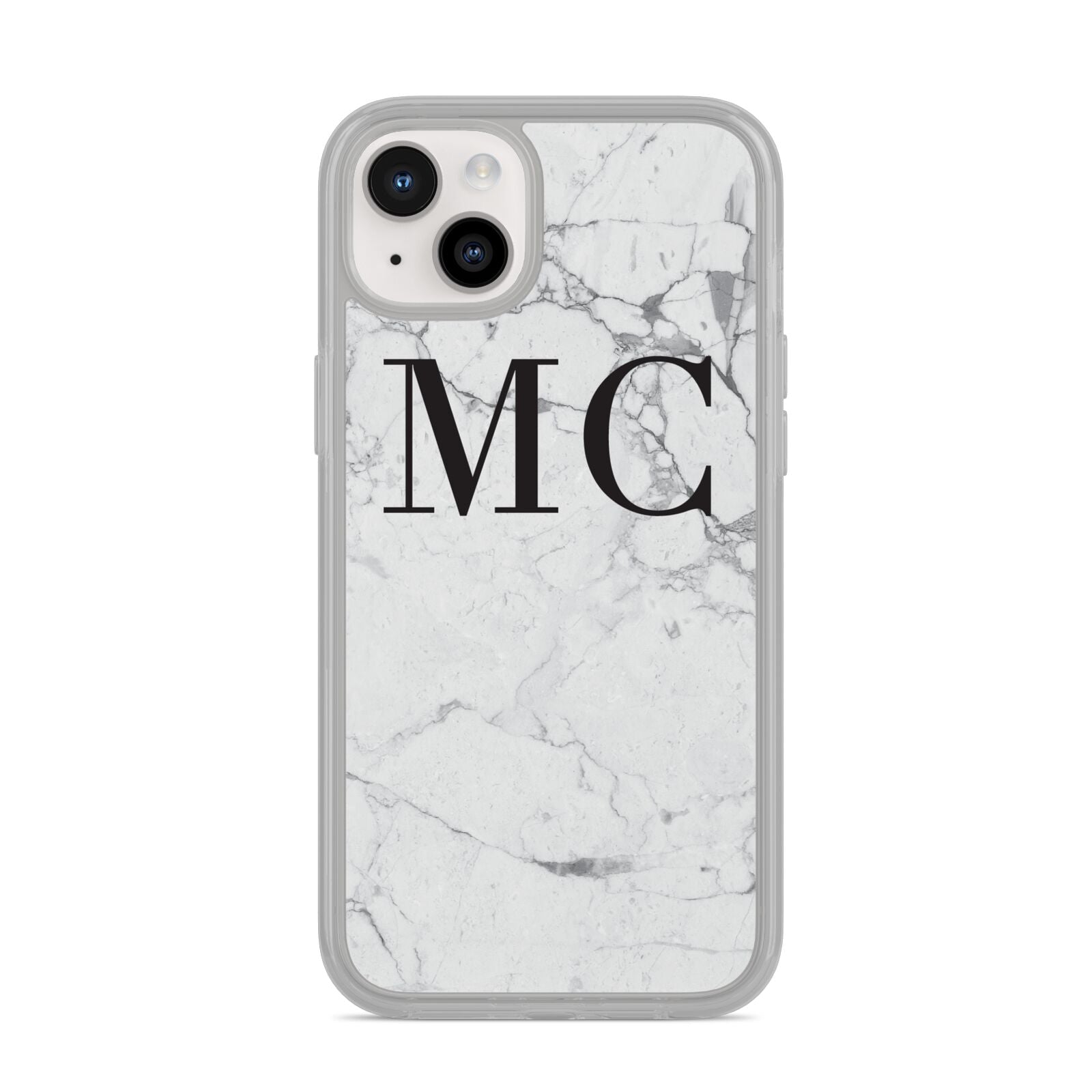 Personalised Marble Initials iPhone 14 Plus Clear Tough Case Starlight