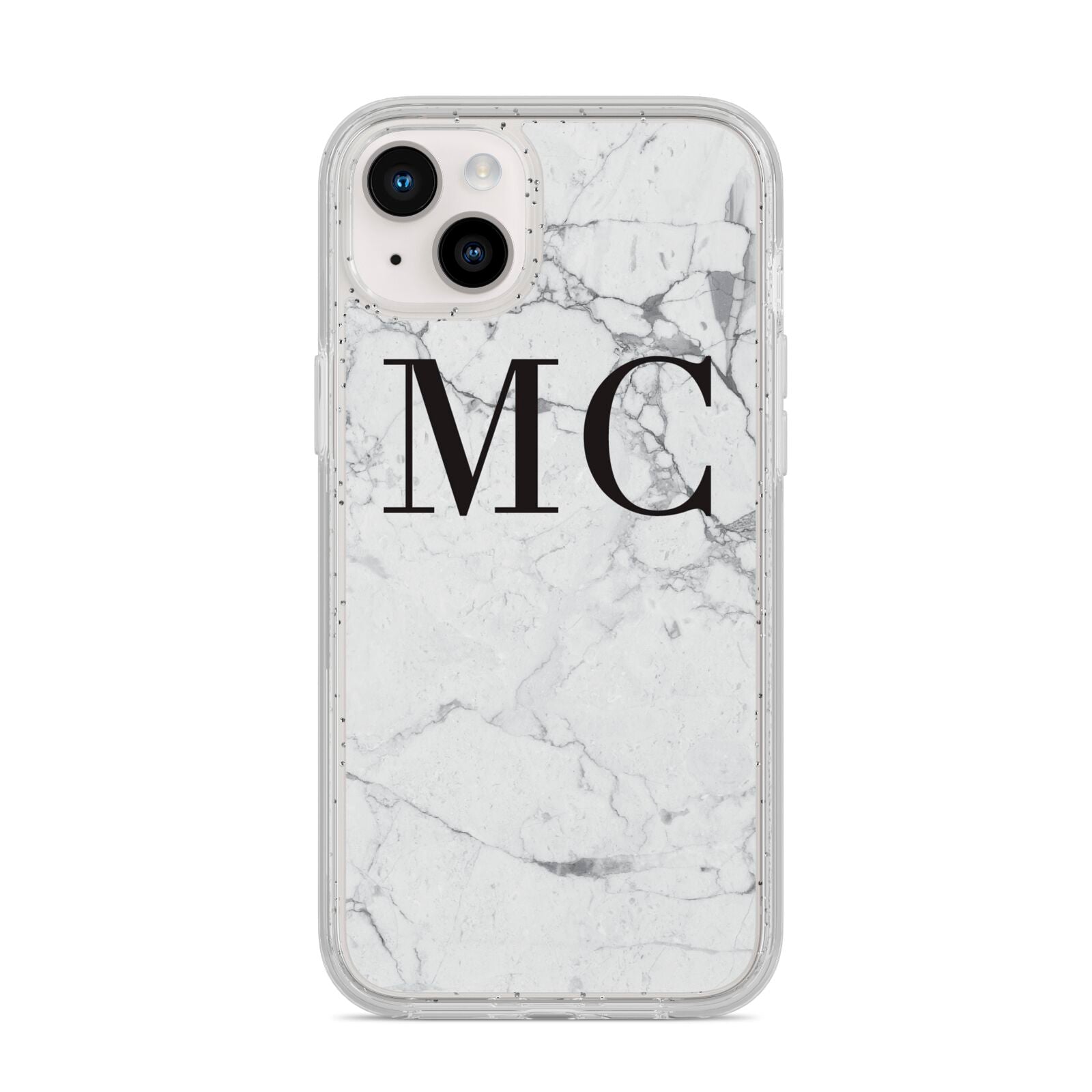 Personalised Marble Initials iPhone 14 Plus Glitter Tough Case Starlight