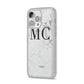 Personalised Marble Initials iPhone 14 Pro Max Clear Tough Case Silver Angled Image