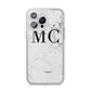 Personalised Marble Initials iPhone 14 Pro Max Glitter Tough Case Silver