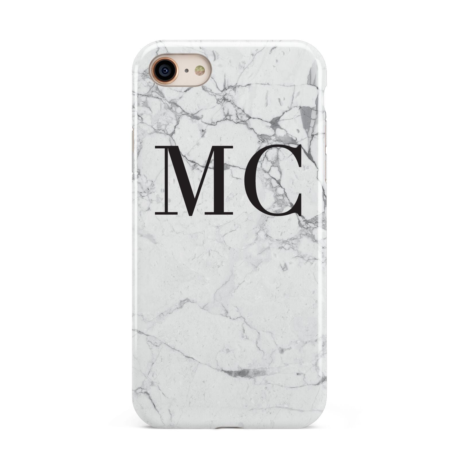 Personalised Marble Initials iPhone 8 3D Tough Case on Gold Phone
