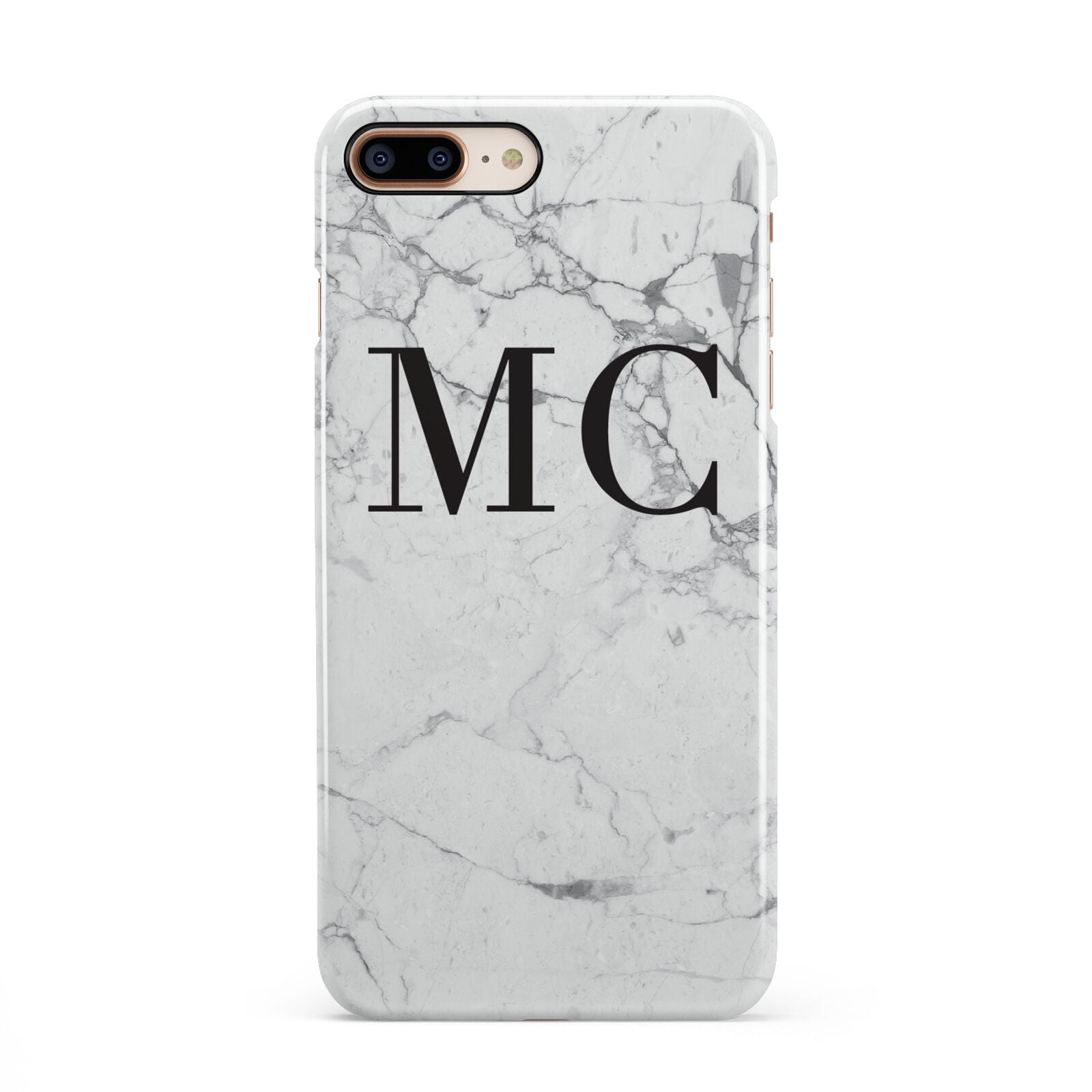 Personalised Marble Initials iPhone 8 Plus 3D Snap Case on Gold Phone