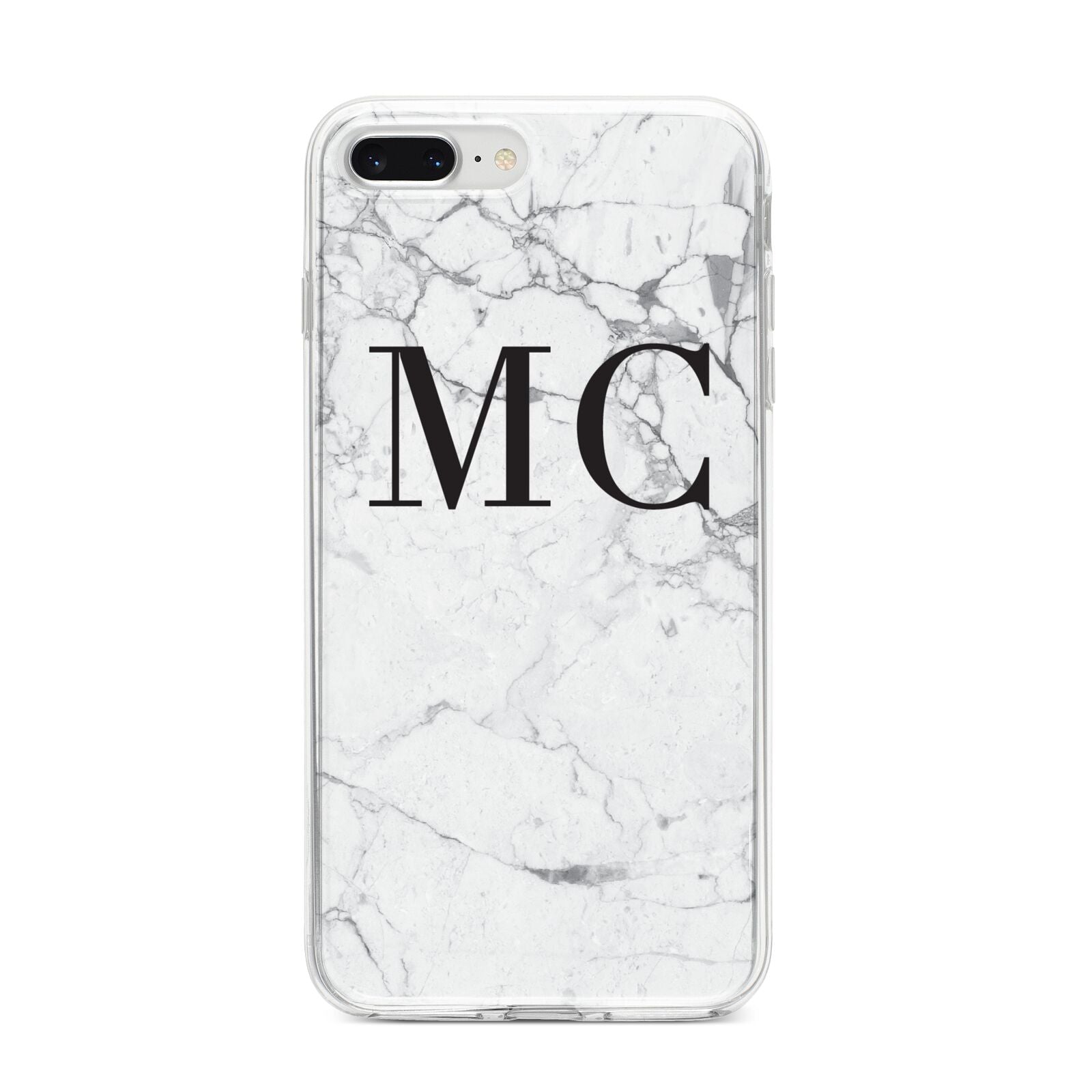 Personalised Marble Initials iPhone 8 Plus Bumper Case on Silver iPhone